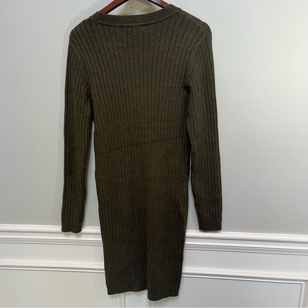 JDY Olive Long Sleeve Ribbed Knit Sweater Dress XL - Picture 2 of 7